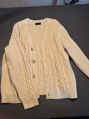 ASOS Cream Cable-Knit Button Cardigan